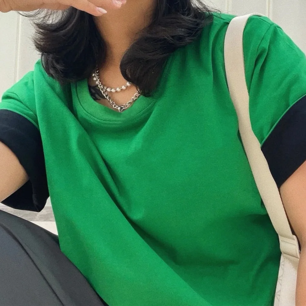 NIGO 남성용 더블 루즈 라운드 넥 반팔 티셔츠, 리버서블 반팔 티셔츠, 블랙 패션, nigo3672