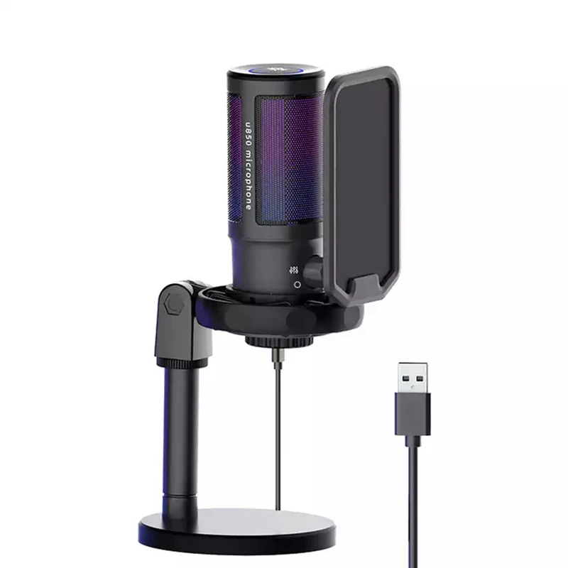 

Metal USB Condenser Microphone for Gaming Streaming with Pop Filter Shock Mount&Gain Control Condenser Mic for Laptop Computer