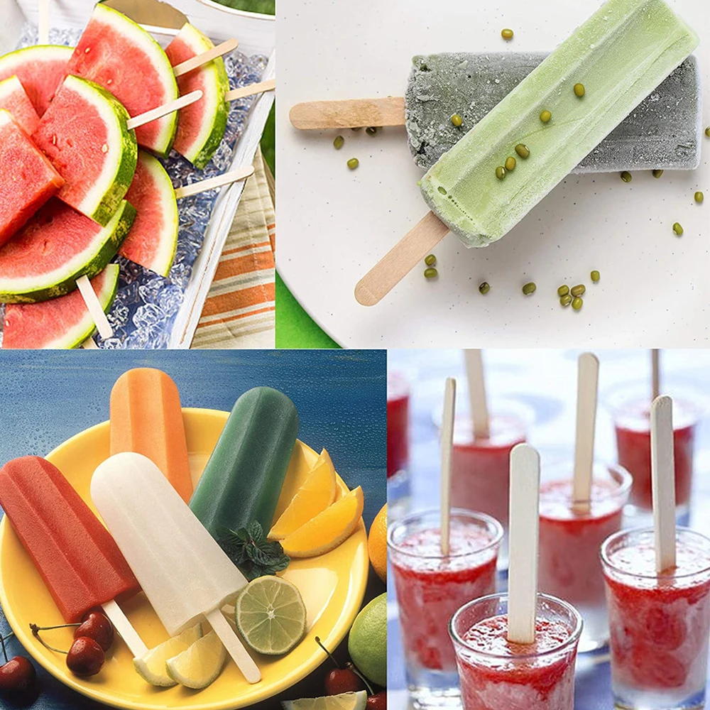 Description Picture 6 of item50PCS Ice Cream Popsicle Sticks Mold Accesorios Natural Wooden Sticks Ice Cream Spoon Hand Crafts Art Ice Cream Lolly Cake Tools