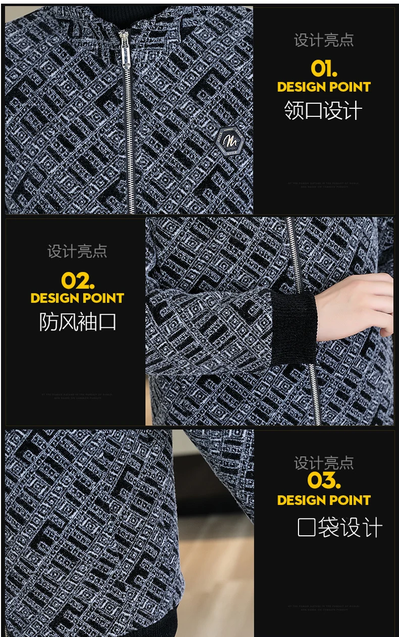 Description Picture 4 of itemBrand Winter Wool Blends Jackets Men Fashion Printed Thickened Warm Business Trench Coat Slim Stand Collar Windproof Overcoat