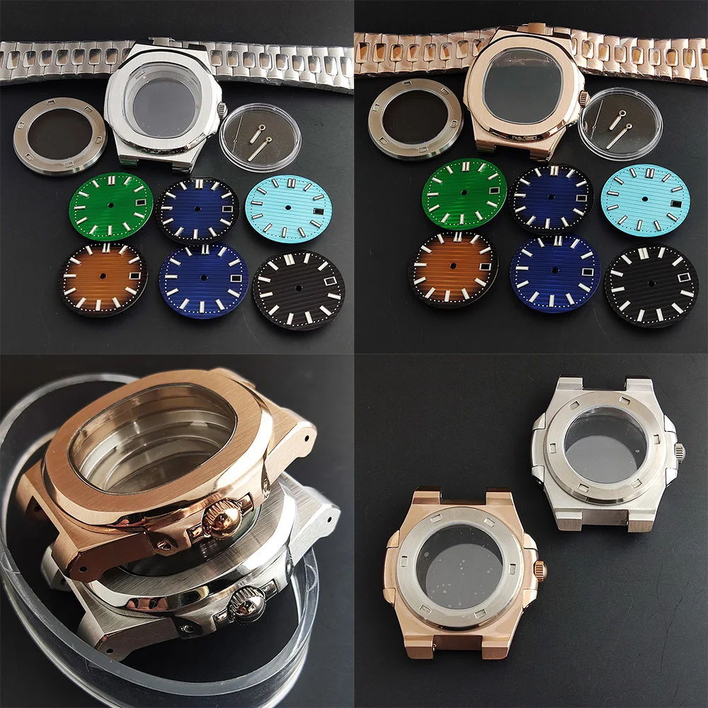 Nautilus 39mm Nh35 Case Men Watch Accessories Luminous Dial Hands Stainless Steel Case For Nh35