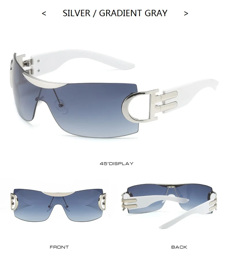 Trendige Y2k-Sonnenbrillen für Damen und Herren, Übergroße Designer-Marken-Fahrradbrillen, 2000er-Jahre-Einteiler-Sonnenbrillen, Gafas Eyewear – Detail 10