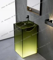 อ่างล้างหน้าเรซิ่นใสทรงเสา แบบตั้งพื้น สำหรับห้องน้ำ ระเบียง 3