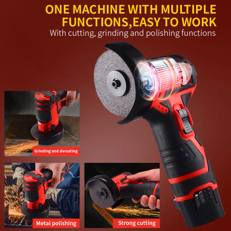 

12V Angle Grinder 19500RPM Electric Polishing Grinding Machine Mini Cordless Cutting Lithium Battery Power Tool