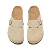 Luxury designer brand Boston cowhide sandals men spring/fall suede slippers toe wrap slip-on big bucket women shoes with shoebox 4