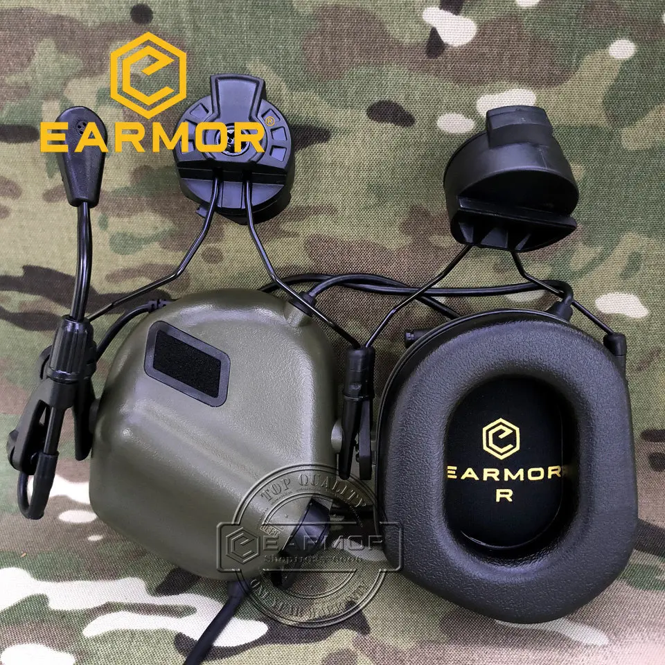 EARMOR M32H MOD4 Tactical Headset New ARC Rail Adapter Noise Canceling Aviation Communication Headphone for Fast Helmet Rail
