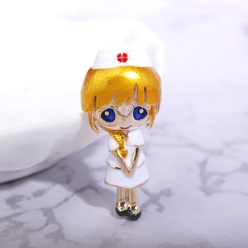 Funmor Carton Nurse Brooch Enamel Pins Alloy Jewelry Women Girls Dress Coat Shirt Decoration Corsage Daily Work Accessories Gift