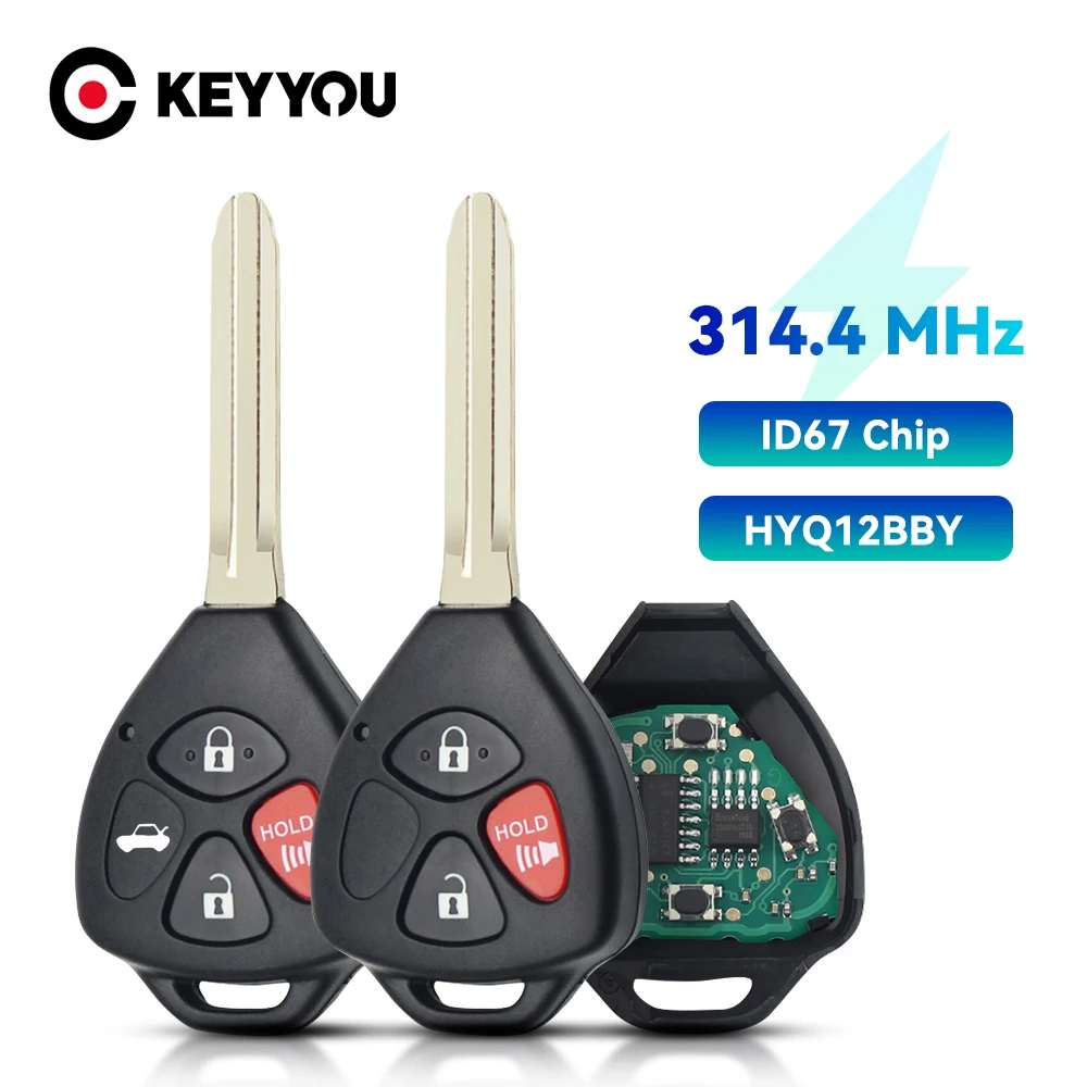 

KEYYOU HyQ12BBY 314,4 МГц ID67 3/4 кнопки Автомобильный Дистанционный ключ для Toyota Camry, Avalon, Corolla Matrix RAV4 Yaris Venza tC/xA/xB/xC