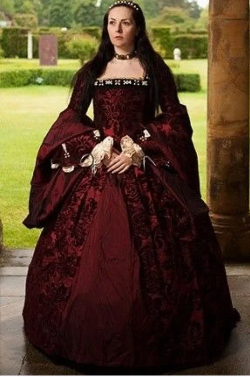 Anne Boleyn Red Ball Gown Costume Cosplay Tudor Queen Elizabeth Mary Boleyn Costume Dress Royal Dress Custom Made