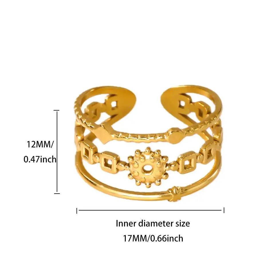 Stainless Steel Ring for Women Rotary Step Ring Multi-layer Jewel Unique Gift
