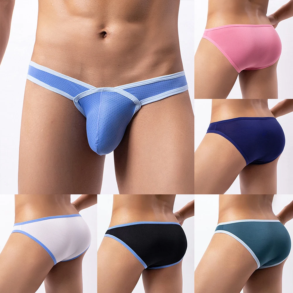 

Mens Underwear High Fork Briefs Mesh Sexy U Convex Briefs Elastic Briefs Male Pouch Panties Breathable Low Rise Lingeries