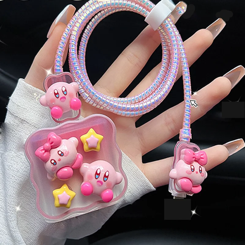 Kirby Charger Case Protector Per Iphone 18/20W Anime Custodie Protettive Cartoon Data Cable Head Covering Sleeve Decor Accessori