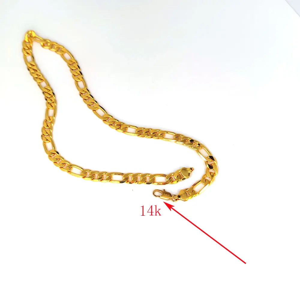 

14k Italian Figaro Link Chain Necklace 10mm Solid Fine Gold Plated 21" Men's or women's