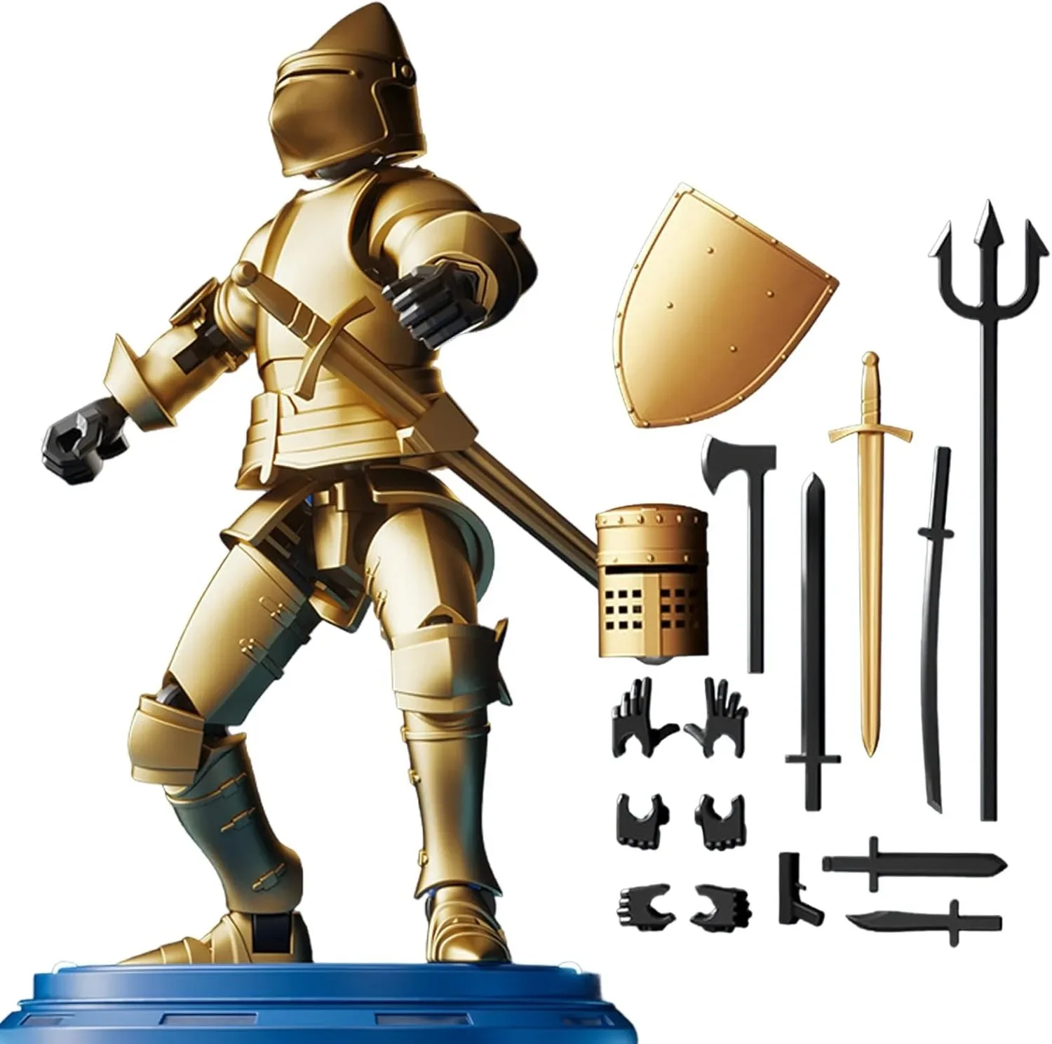 Figura De Acción Caballero Medieval - Robot Articulado Con Juntas Móviles, Incluye Base, Para Decoración O Juego