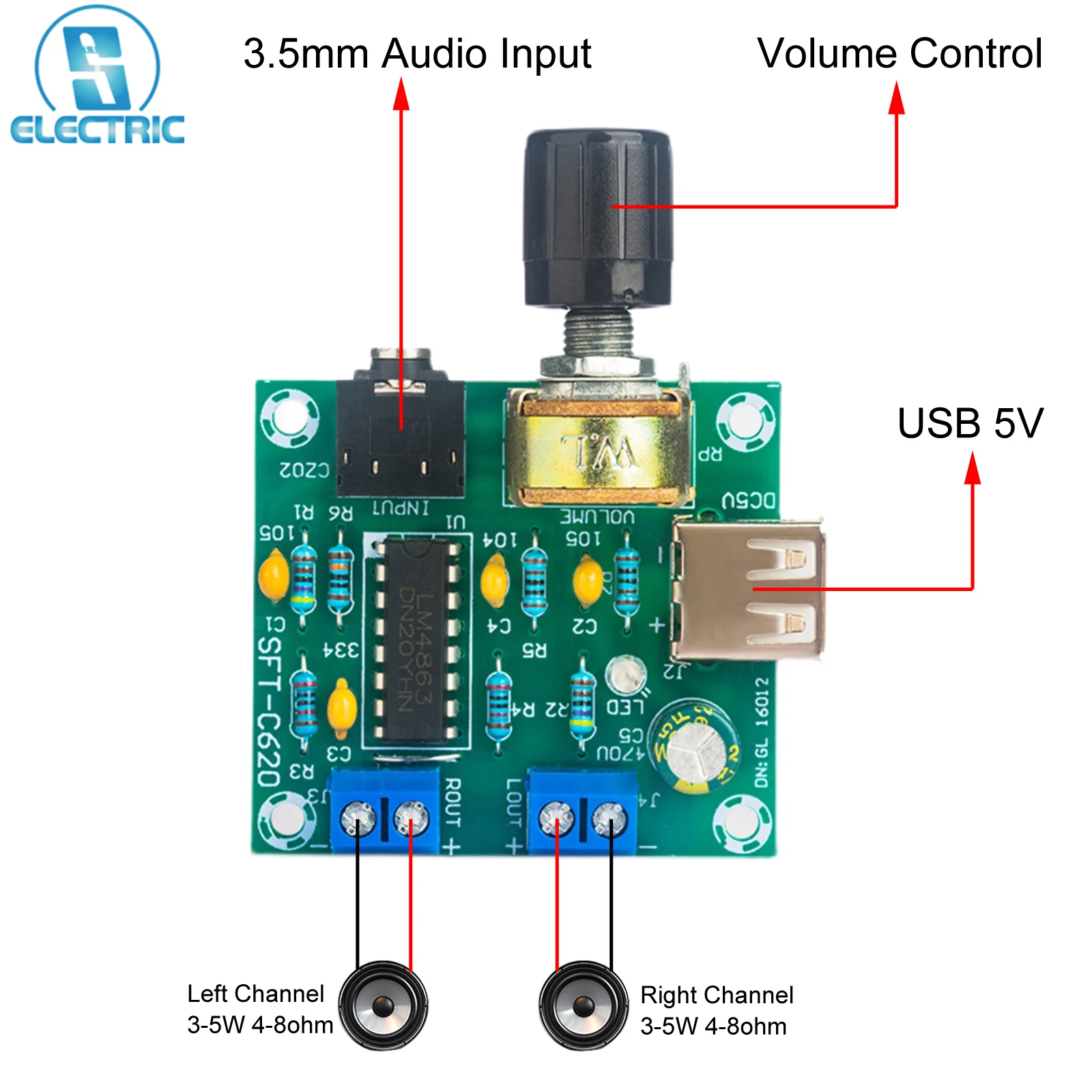 LM4863-Power-Digital-Amplifier-Board-5W-2-Dual-channel-Mini-Stereo-USB ...