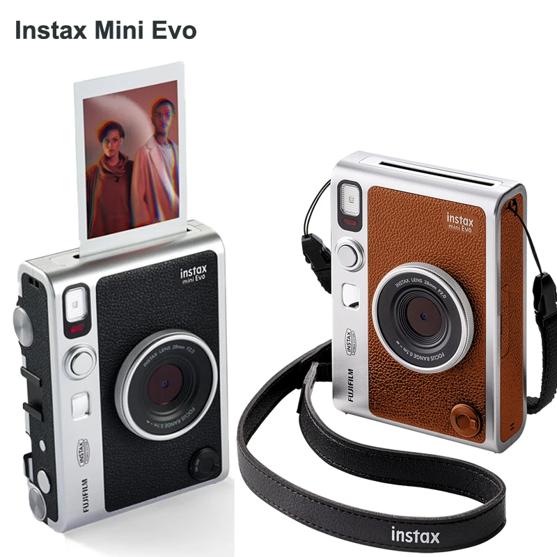 Fujifilm-Instax Mini Evo, appareil photo instantané, pour smartphone,  imprimante de photos, marron, noir, document + (en option Instax Mini, film  blanc 20 feuilles)