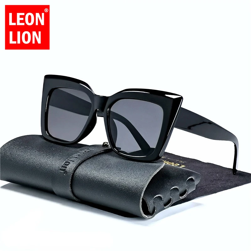 LeonLion 2023 Oversized Sunglasses Women Retro Cateye Eyewear for Women/Men Wholesale Luxury Square Glasses Gafas De Sol UV400