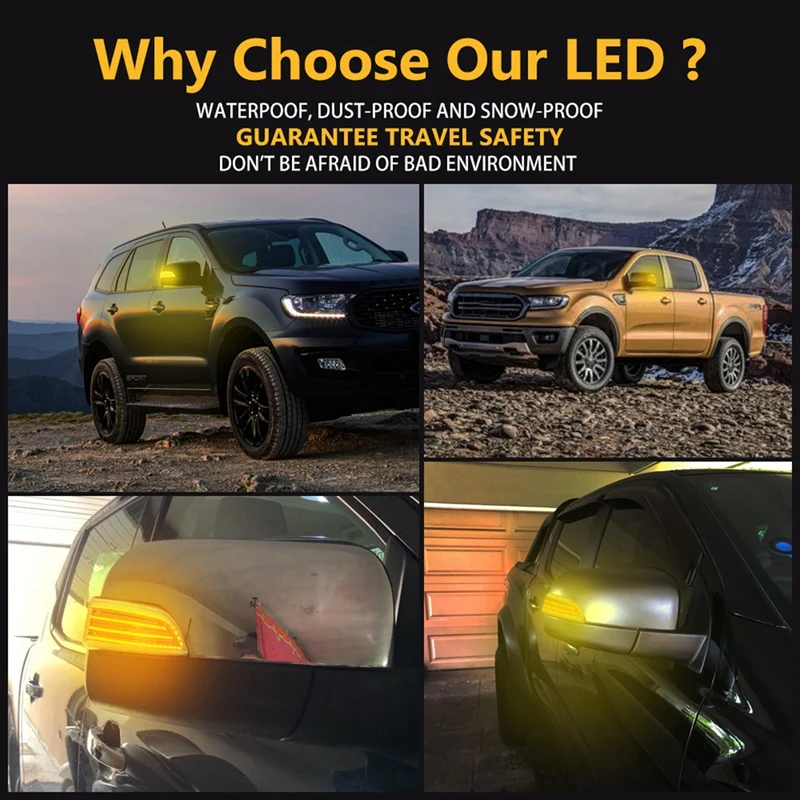 2 pz LED Dinamico Segnale di Girata Specchio Laterale Lampeggiante Indicatore Luce Per Ford Everest 2015-2019 Ranger T6 Raptor Wildtrak 12 v T10  34