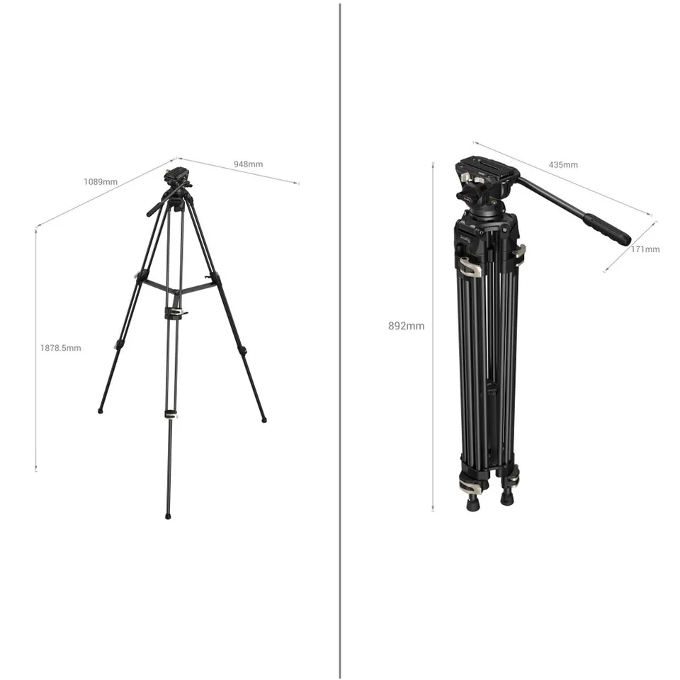 SmallRig Aluminum Alloy Heavy-Duty Fluid Head Tripod AD-01 for 