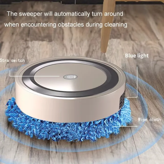 Wireless Smart Sweeping Robot, 3 in 1 Smart Sweeper, Ultra Silent Low Power Consumption Auto Cruise Sweeping and Vacuuming Robot 2