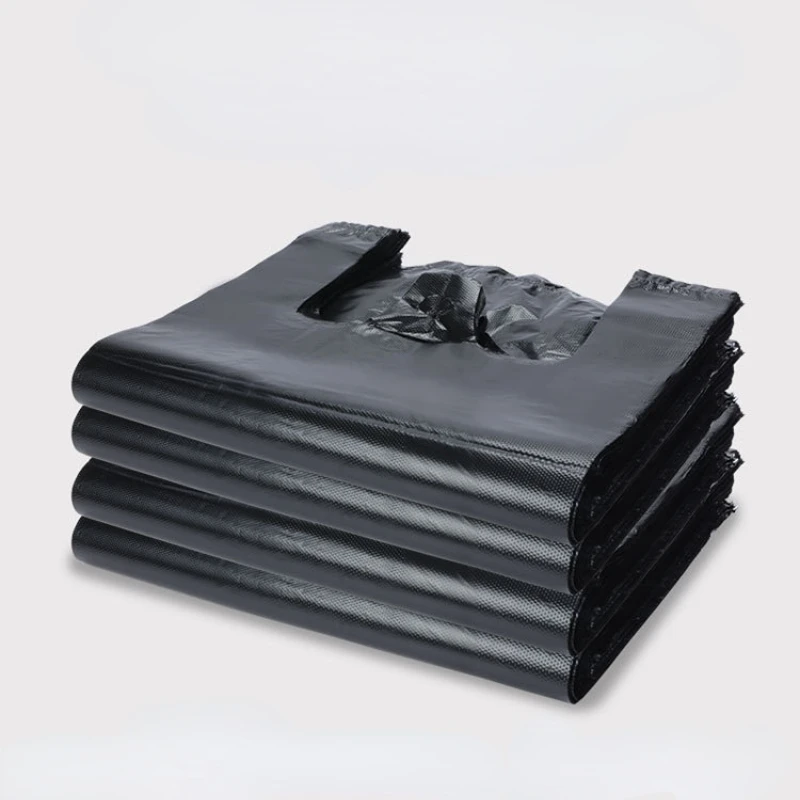 thumbnail image 1 of 50 Uds. Bolsas de plástico negras para supermercado, frutas y verduras, bolsa de almacenamiento para compras con asa, bolsa de regalo para dulces, bolsa de basura limpia para cocina, 1 of 4