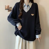 Plus Size Autumn Winter Striped Patchwork Hoodie Long Sleeve Polo Collar Comfortable Casual Style Anti-Aging Top for Women