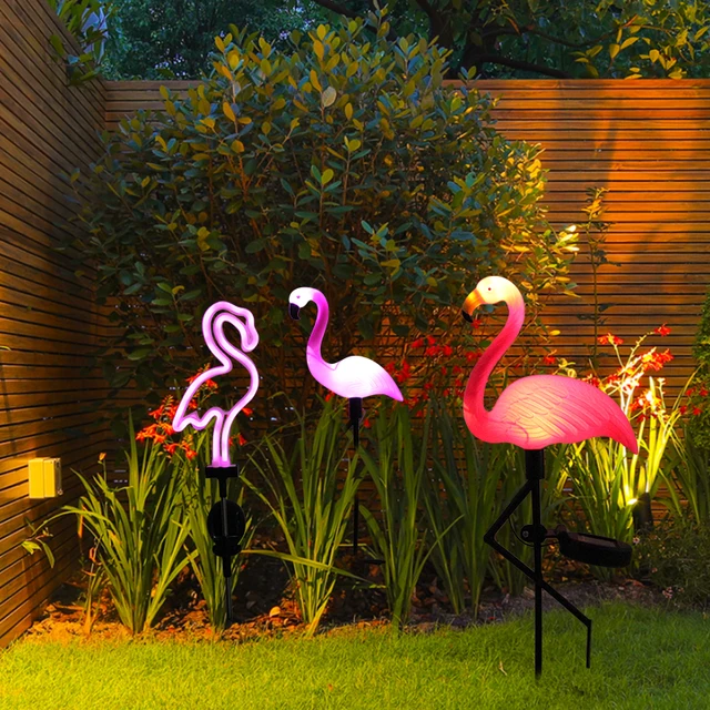 Solar Flamingo Light LED Outdoor Courtyard Lamp Garden Light Waterproof Stake Light Pathway Decor Solar Patio Ground Lantern 1