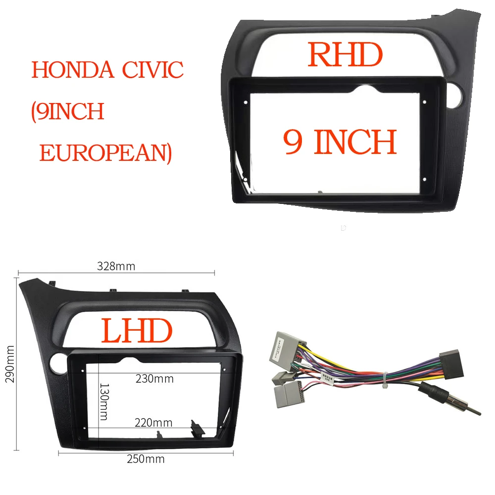 

Автомобильная рамка 2 DIN, кабель Fascia ДЛЯ HONDA Civic Hatchback 2006-2012, Android, большой экран, набор Dask, рамка