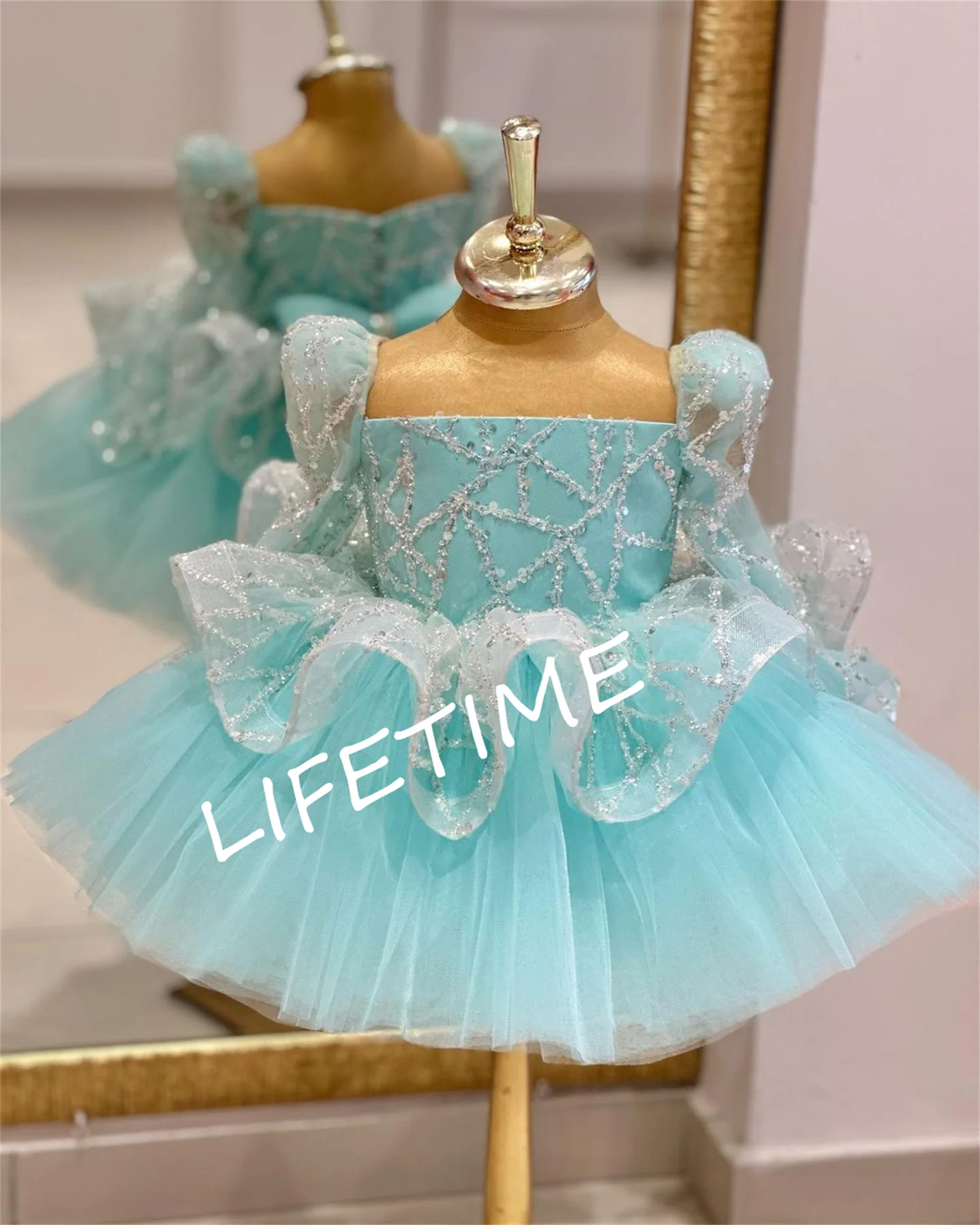 

Gardenwed Flower Girl Dress High Low Style Glitter Sequin Princess Girl Dress Floor Length Child Party Birthday Dresses Gown