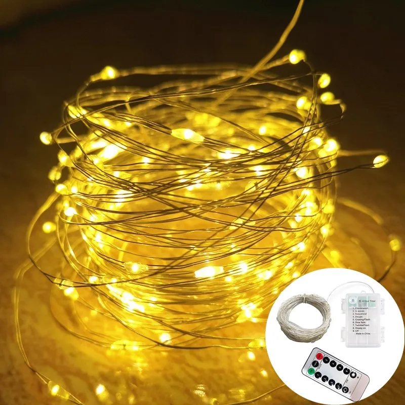 Battery Operated Dimmable Fairy String Lights with Remote and Timer