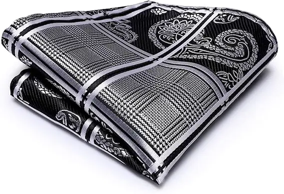 Business-Krawatte für Männer, Paisley-gestreifte Krawatte, Einstecktuch, Manschettenknöpfe, Set für Männer, Hochzeit, formelle Gravata-Anzug-Accessoires, Herren-Geschenk – Detail 7