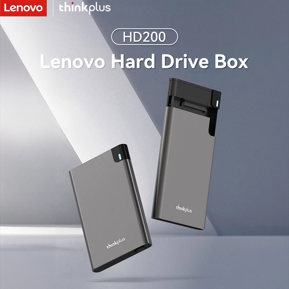 레노버 알루미늄 외장 하드 드라이브 케이스, 2.5인치 SATA to USB C HDD SSD 케이스, 고속 데이터 전송