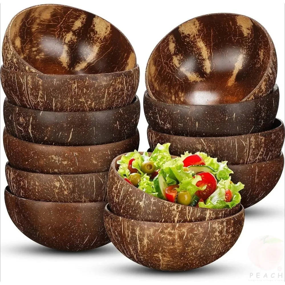 Coconut bowls Coconut Bowls For Serving Dishes Wooden Salad Wood Reusable Bowl Serving Natural Coconut Shell Bowls Breakfast Party