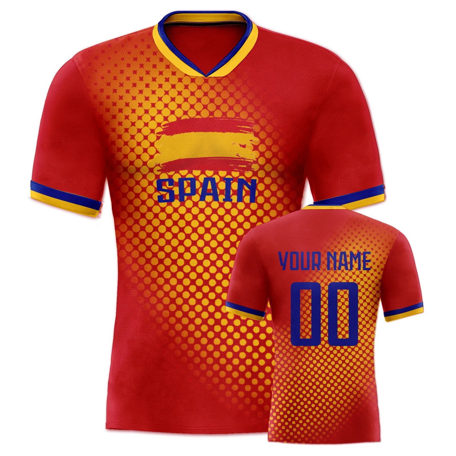 custom spain soccer jersey with print name number personalized football team shirt for men women youth Custom Spain Soccer Jersey with Print Name Number Personalized Football Team Shirt for Men Women Youth 4