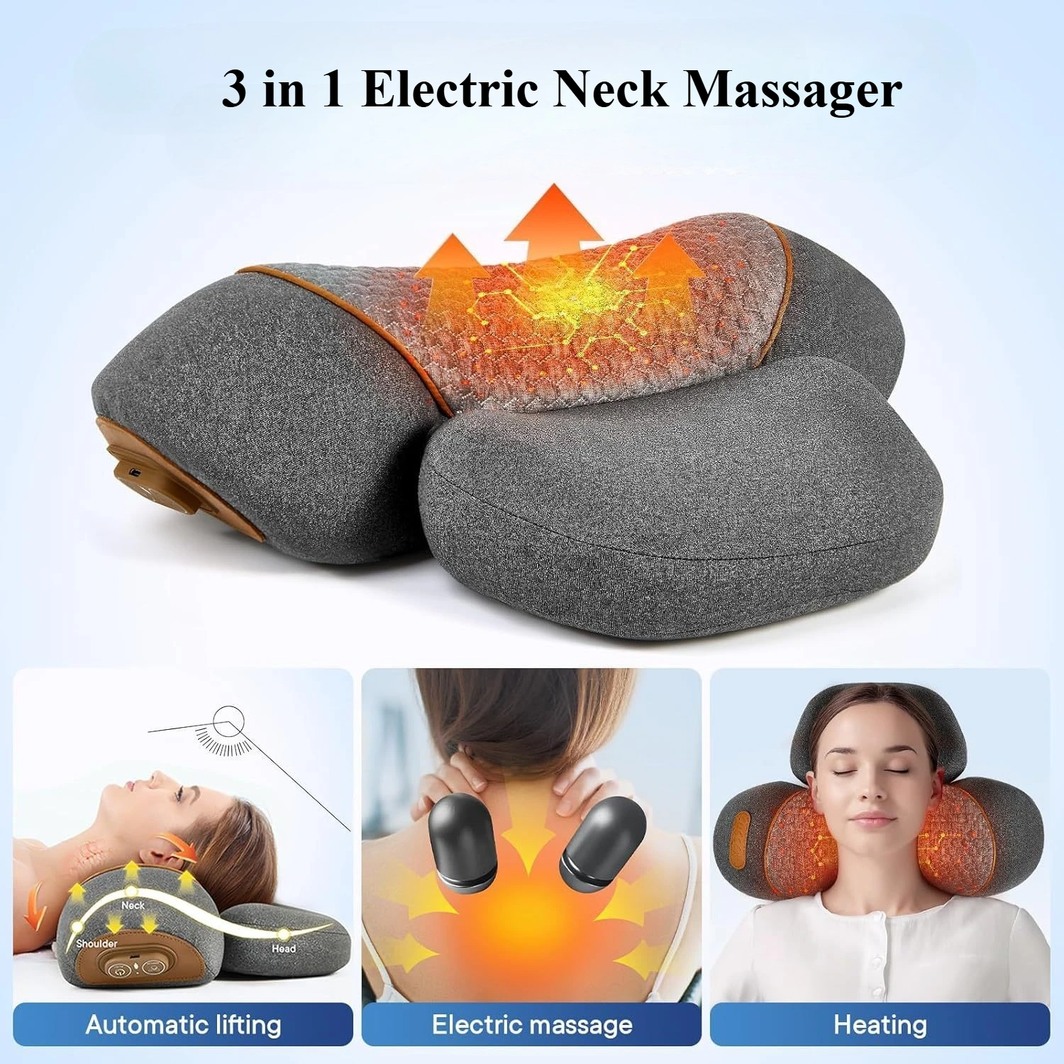 Electric Neck Massager Cervical Pillow Hot Compress Neck Stretch Heating Vibration Neck Shoulder Massage Pillow Back Traction_voghion.com
