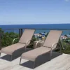 2 Pieces Outdoor Patio Lounge Chair Chaise Fabric with Adjustable Reclining Armrest, Adjustable Outdoor Chaise 1
