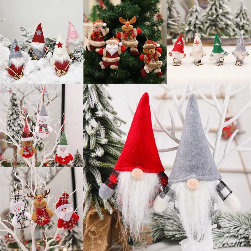 Gnome Doll Navidad Kids New Year Gifts Forest Old Man Christmas Mini Doll Christmas Tree Pendant Xmas Decorations for Home