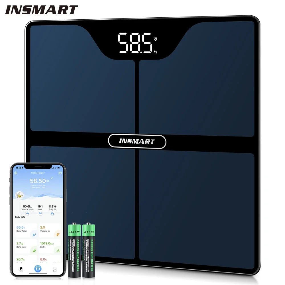 Adult 180kg Smart Body Fat Professional Scales Bioimpedance Scale INSMART Digital Weight Scale Person Body Balance Inteligente 6