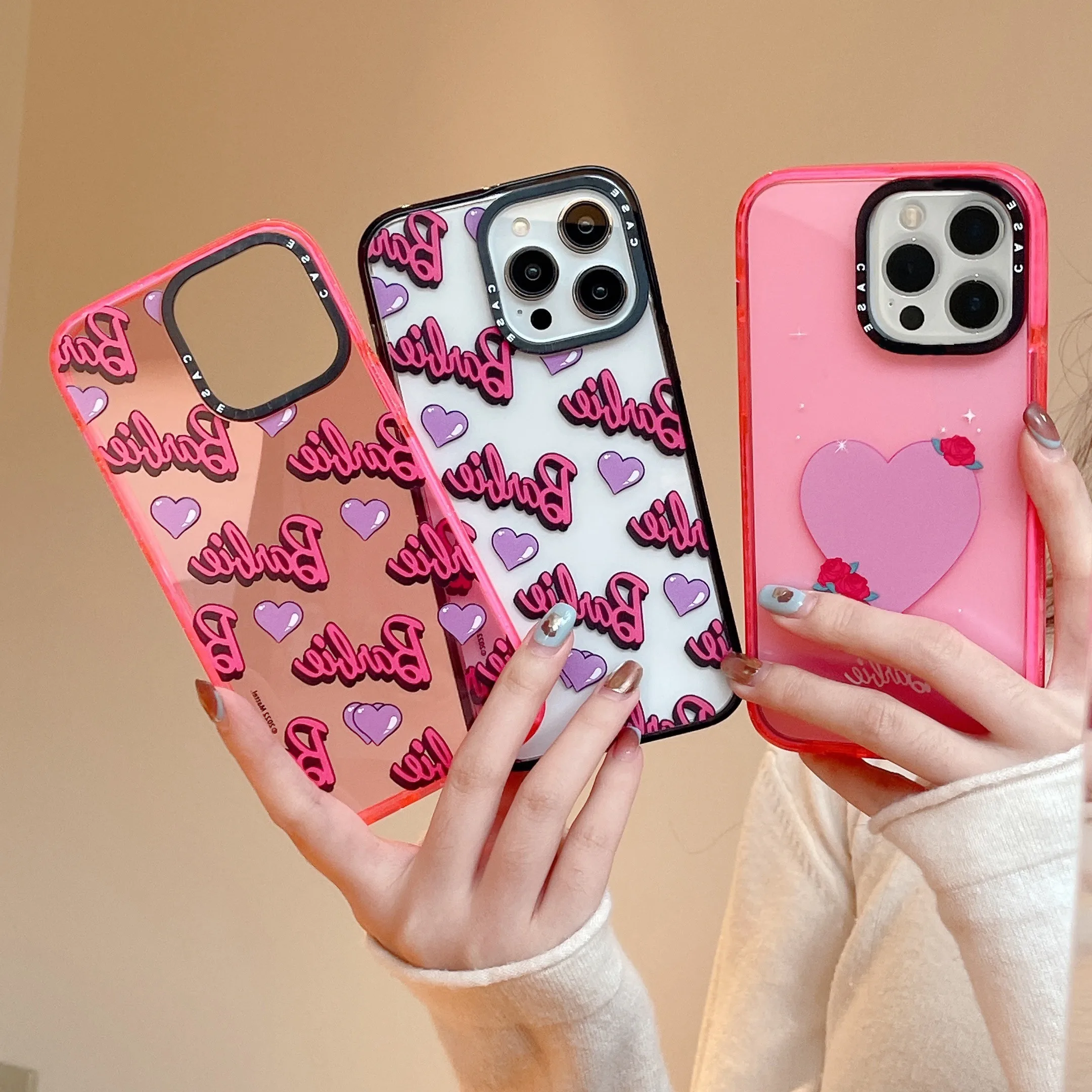 Fashion Luxury Cartoon BBarbies Transparent Phone Case For iPhone 14