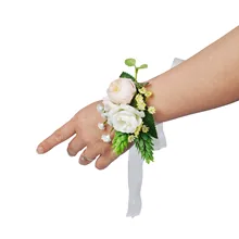 Wedding flower wrist corsages white rose flower bracelet wristband flower girl bridesmaid corsage