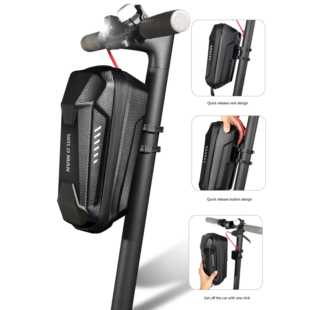 Electric Scooter Front Storage Bag 4-2L WILD MAN Hard Shell Bag Large Capacity Waterproof Skateboard Hanging Case for M365 Pro
