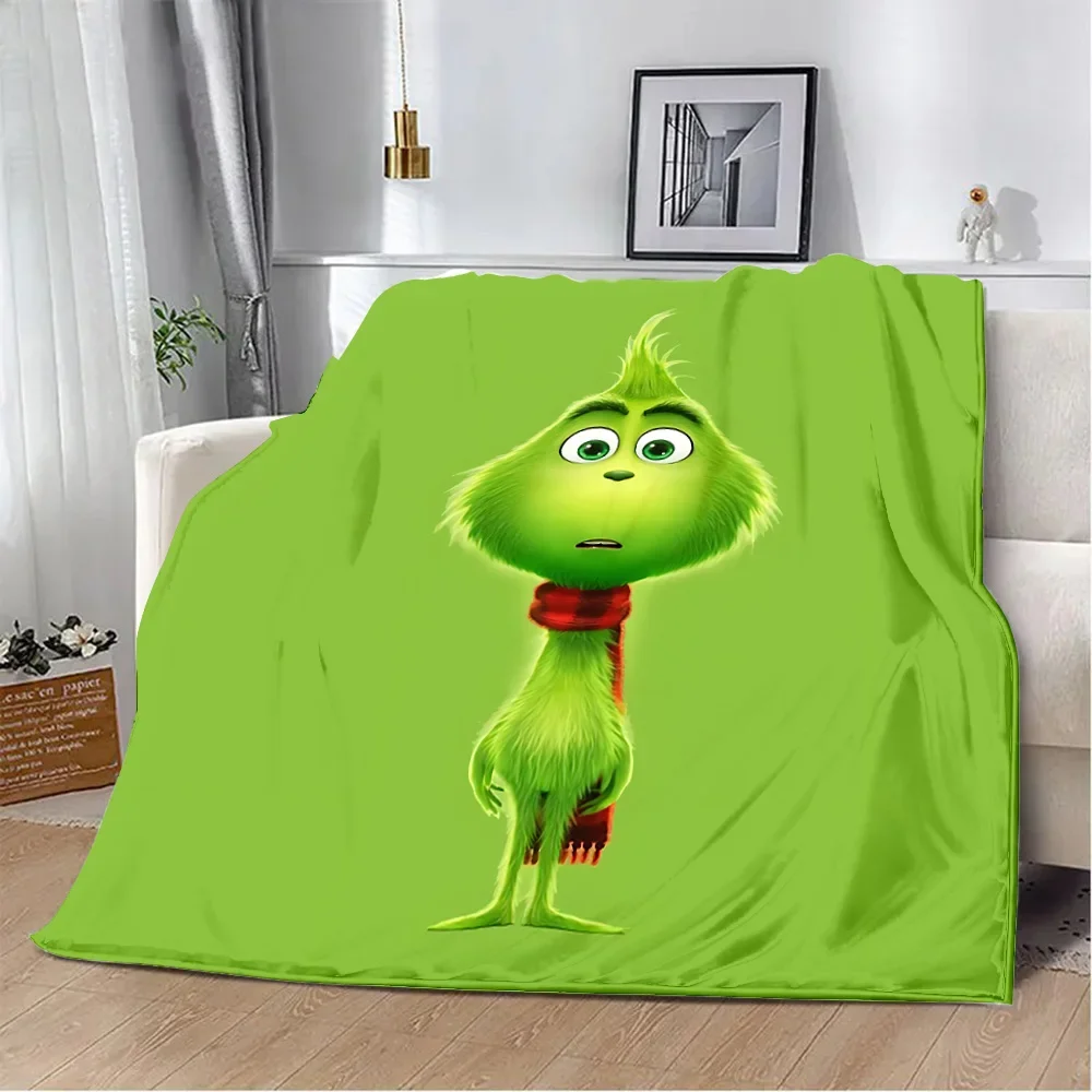 Christmas Printed Blanket Picnic Blankets Warm Blanket S-StoleS Soft Comfortable G-GrincS Blanket Home Travel Birthday Gift 5
