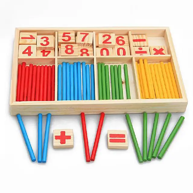1set Figure Blocks Counting Sticks Education Wooden Toys montessori Mathematical kids learning toys educational Children Gift 4