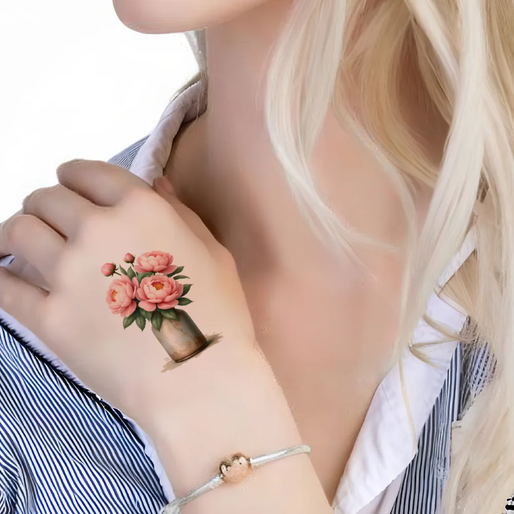 63 Stück temporäre Tattoo-Blumenaufkleber, Illustration, dekorative Aufkleber, temporäre Tattoo-Aufkleber für Schultern, Wangen – Detail 4