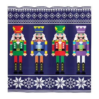 Christmas Decoration Nutcracker Soldier Shower Curtains Print Shower Curtain Waterproof Polyester Bathroom Curtain Home Decor 4
