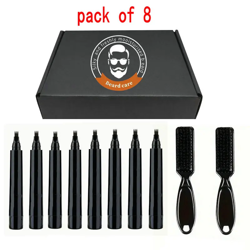 Beard filling pen kit beard enhancer brush coloring shaping tools waterproof black brown hair pencil man cosmetic