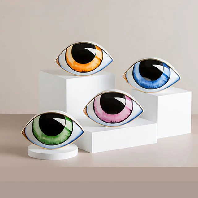 Oeil du diable en céramique de Style nordique, décoration de maison, ornement abstrait, Sculpture, Statues, salle d'étude, décoration abstraite, cadeau 1