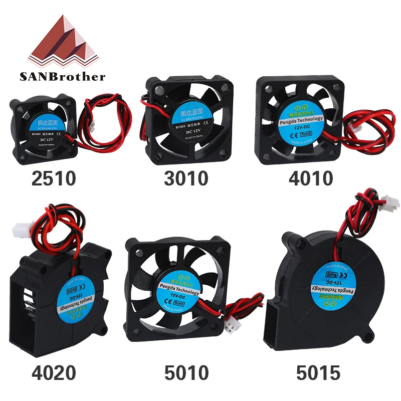 

Cooling Turbo Fan 5015/4010/4020 12V&24V Brushless 2Pin 3D Printer Parts For Extruder DC Cooler Blower Part Black Plastic Fans