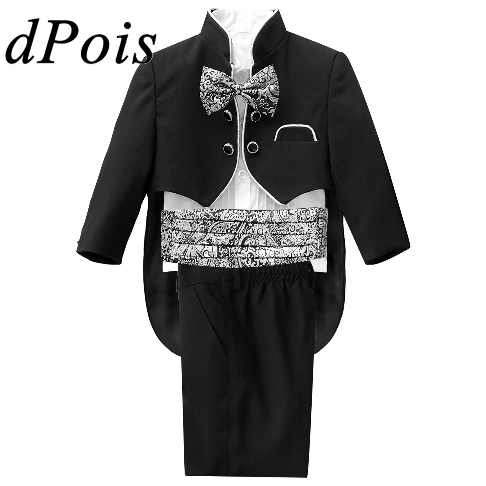 Baby Boys Baptism Suit Birthday Party Dress Tuxedo Jacquard Christening Gown Baby Infants Formal