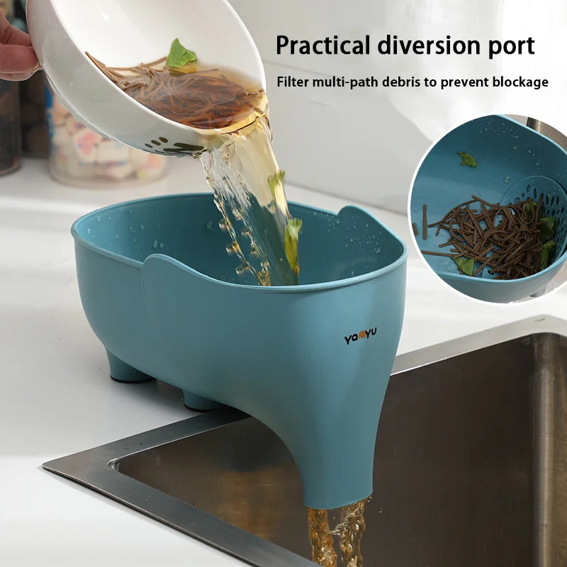 

Drain Basket Multi-purpose Kitchen Storage Drain Basket Household Fruit and Vegetable Basket Plastic Elephant Drain Basket